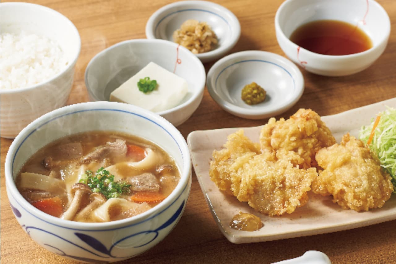 Yayoiken "Set meal of Toriten and dango-jiru"