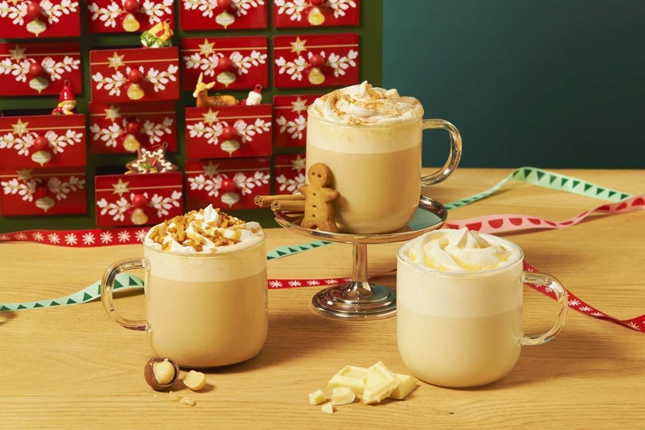 Starbucks "Macadamia Toffee Latte" "Winter White Chocolate" "Gingerbread Latte"