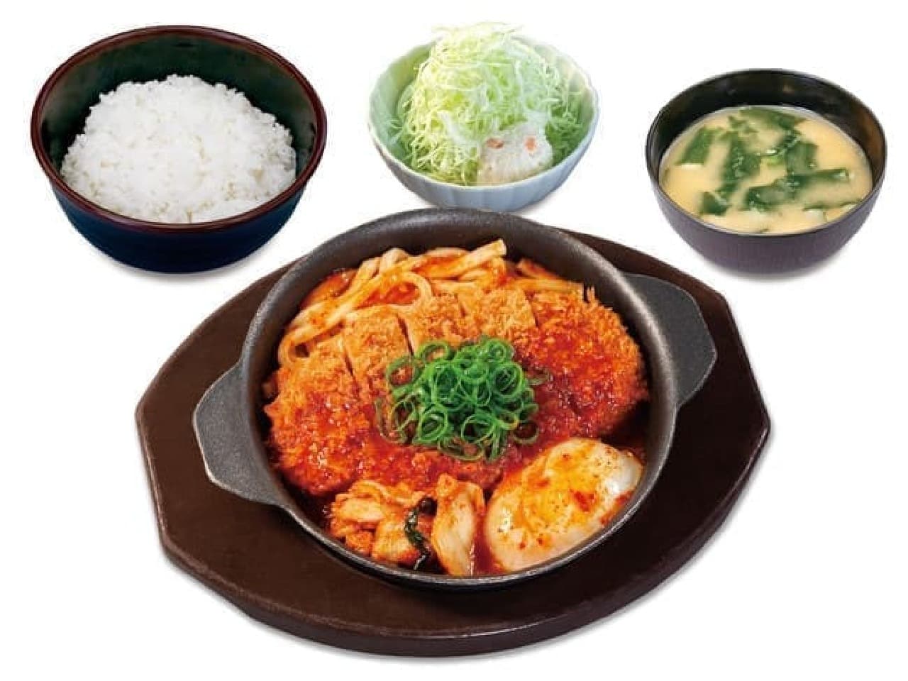 Matsunoya "Jjigae and set meal with mini pote cabbage (rice and miso soup)"