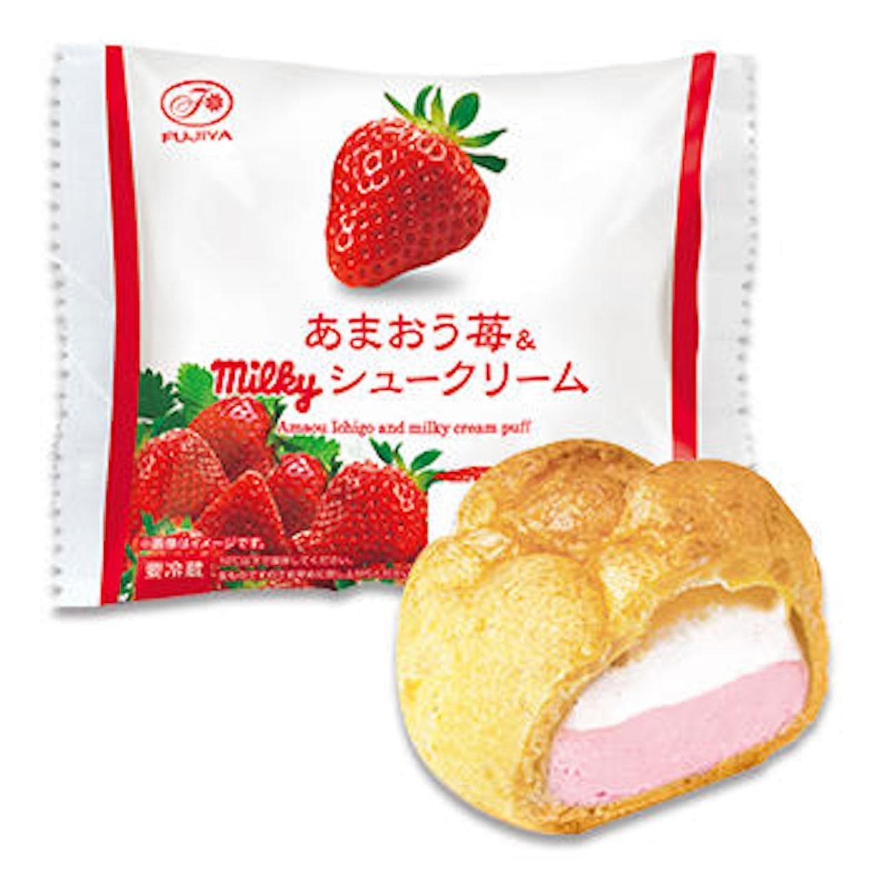 Fujiya "Amaou Strawberry & Milky Cream Puff"