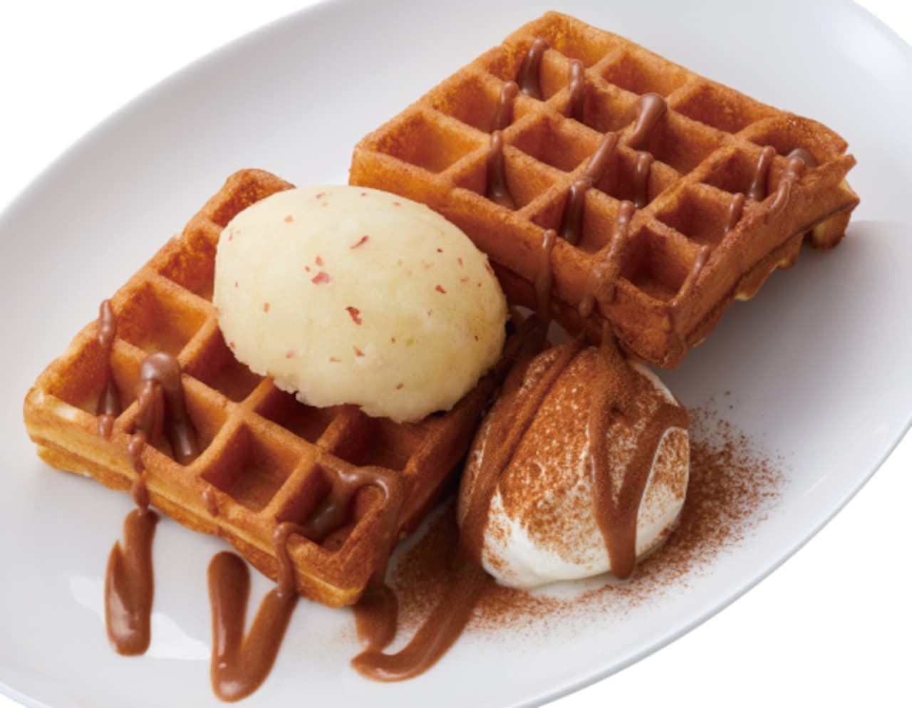 Ueshima Coffee Store "Waffle-Caramel Cinnamon Sauce with Apple Gelato-" and 2 other store-limited menus