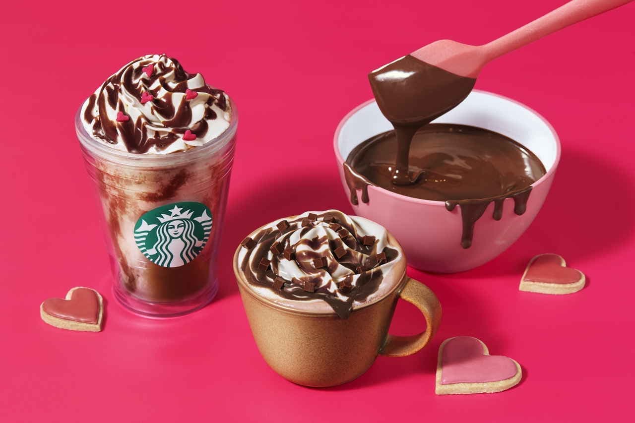 New Valentine's Day such as Starbucks "Melty Raw Chocolate Frappuccino"
