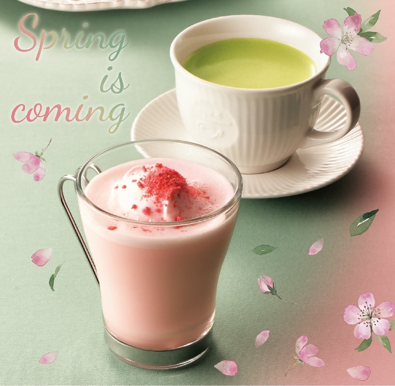 Cafe de Clie "Sakura Crunch Latte" "Scented Uji Matcha Latte"