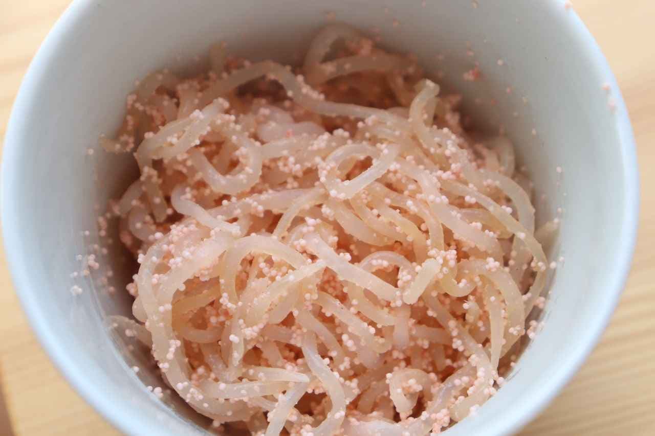 Simple recipe "Shirataki noodles with cod roe"