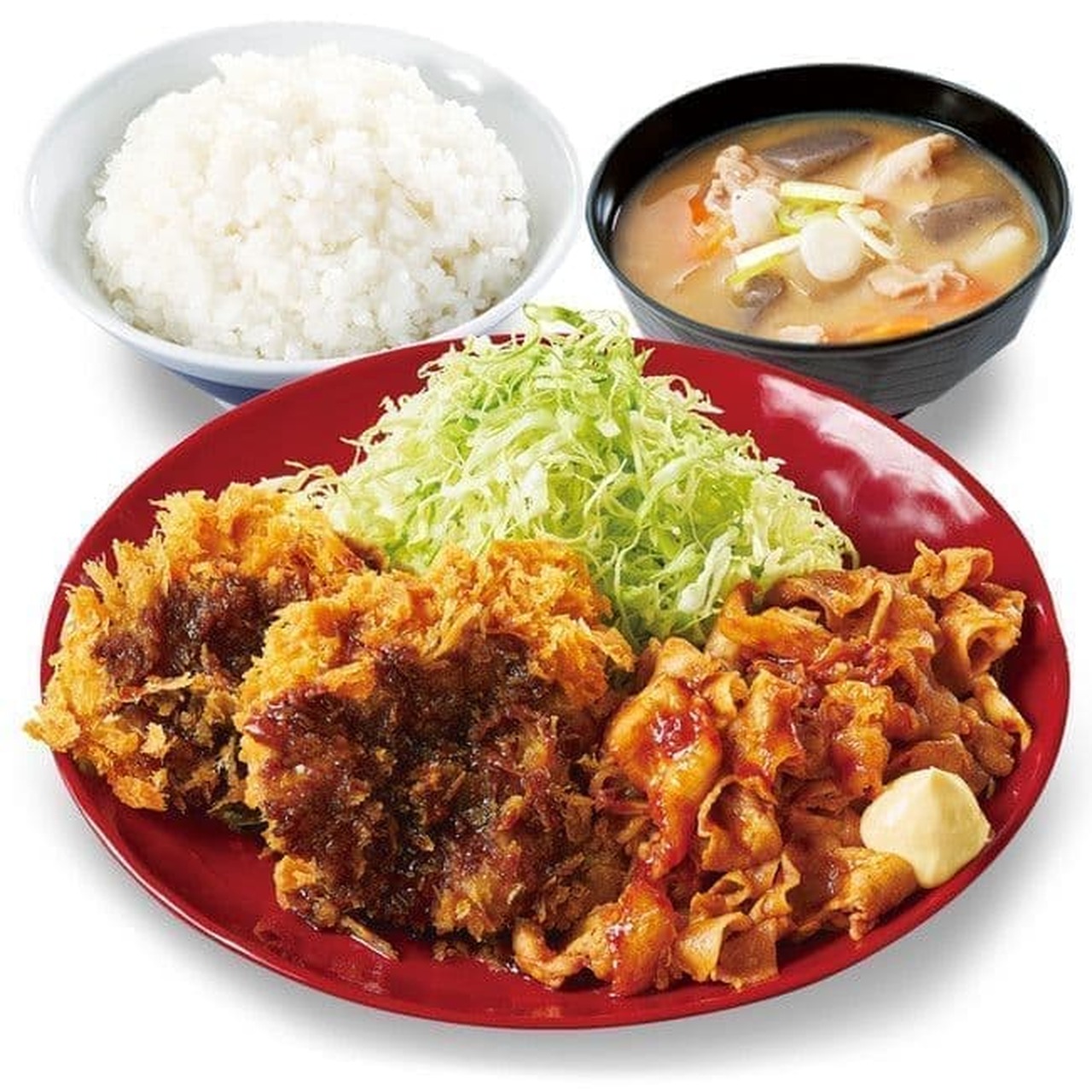 Katsuya "pork kimchi and chicken sauce cutlet set meal"