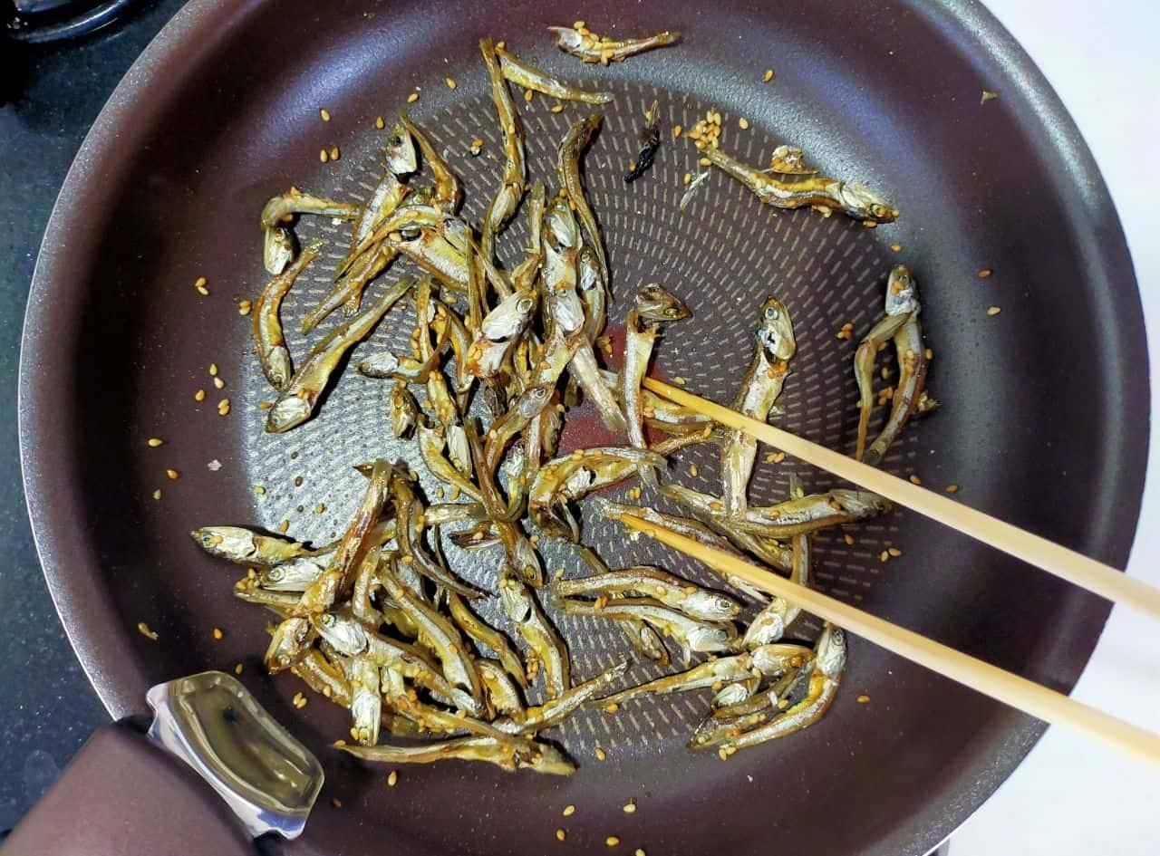 "Stir-fried dried olive oil" recipe