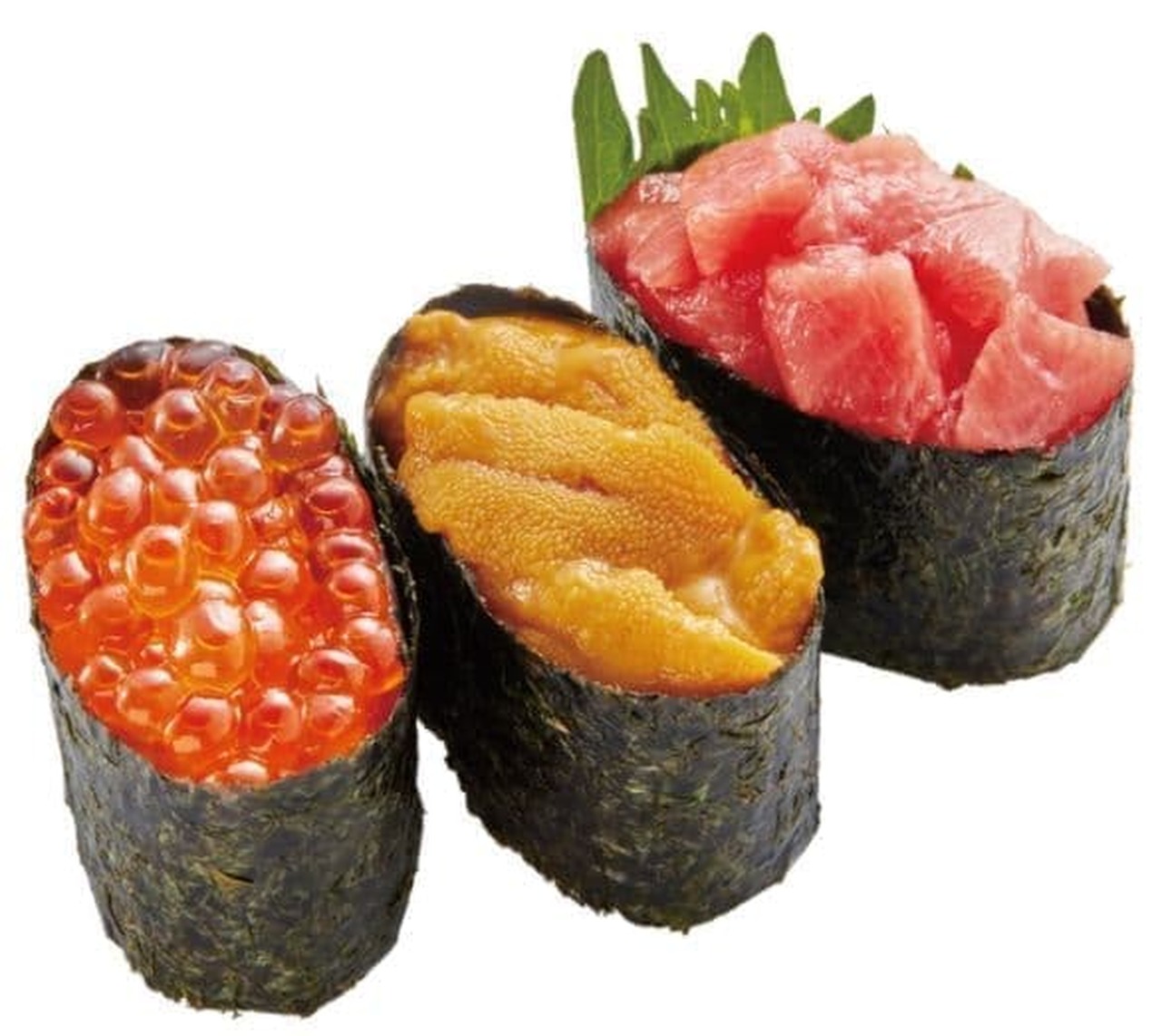 かっぱ寿司「てっぺんネタの豪華食べ比べ（いくら・うに・本鮪きざみ）」