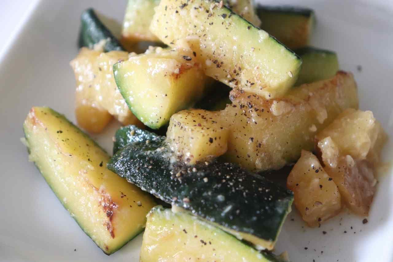 Stir-fried zucchini and potatoes with miso butter