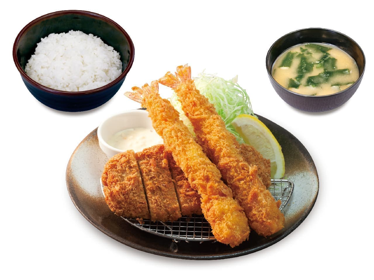 Matsunoya "Roast and Fried Shrimp (2) Set Meal"