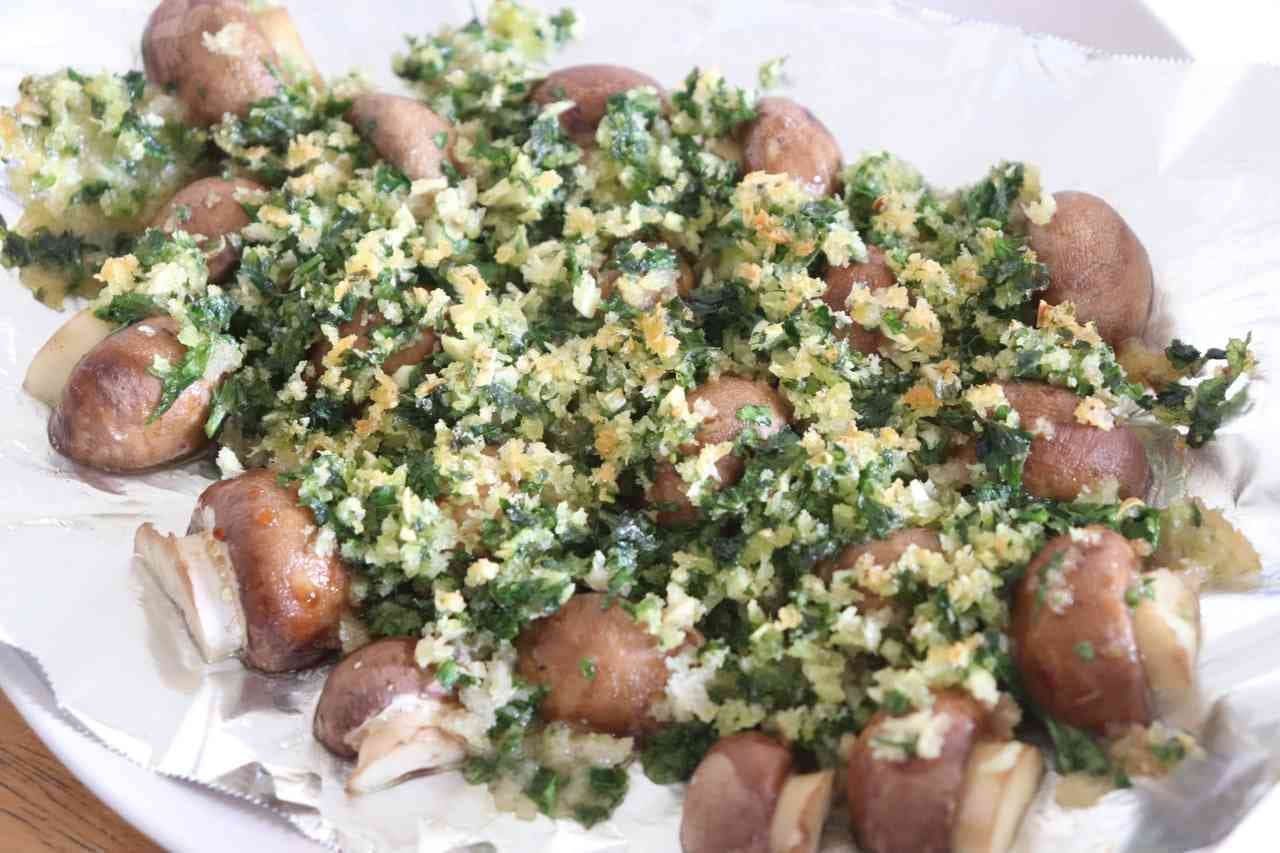 "Mushroom bread crumbs & parsley grilled" recipe