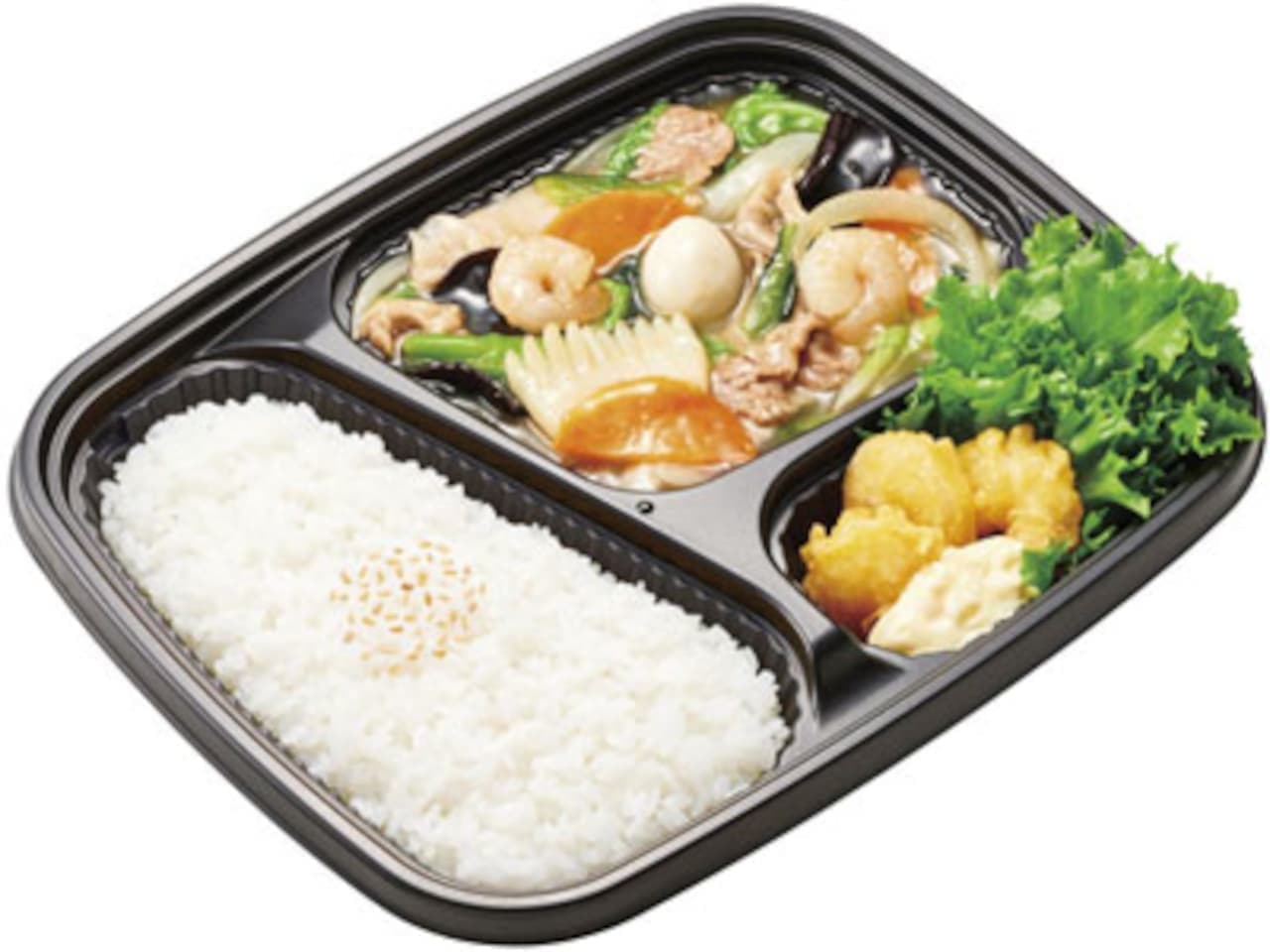 Hokka Hokka Tei "Chukadon" and other bento boxes and side dishes that can take one-third of the amount of vegetables needed per day