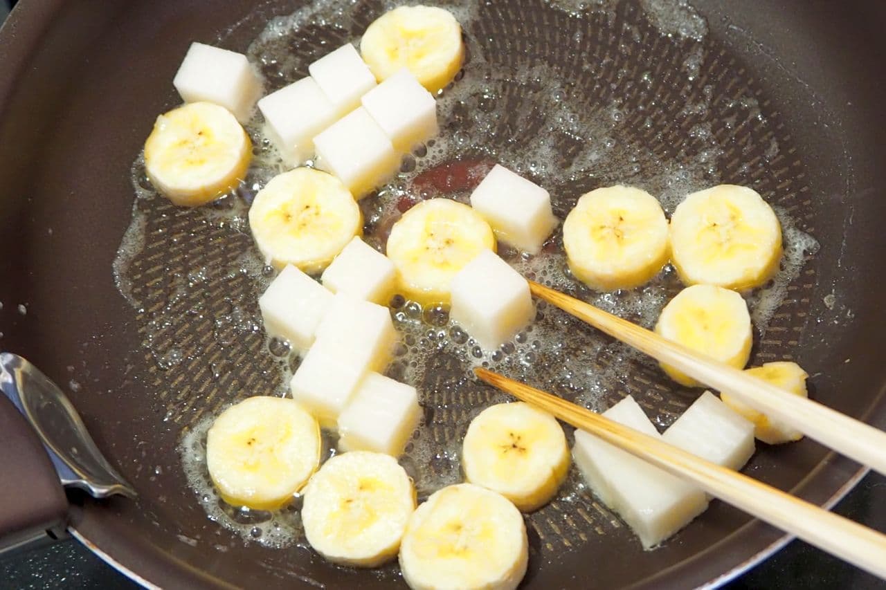 "Banana and rice cake butter saute" recipe