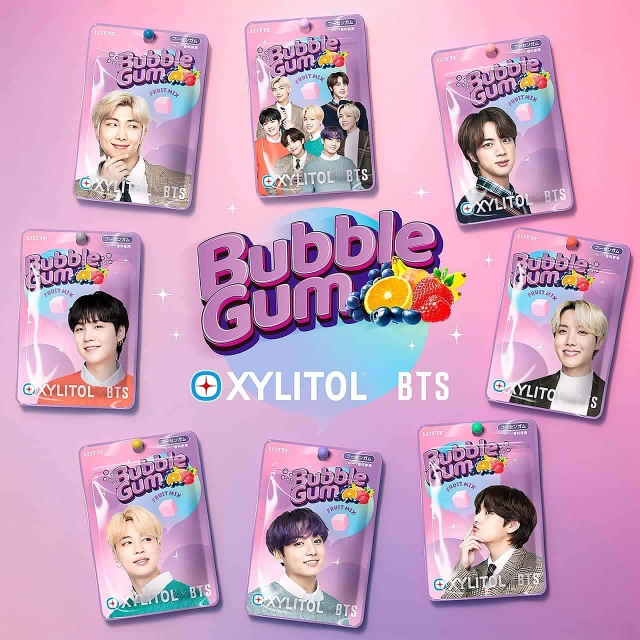 Lotte "Xylitol x BTS Bubble Gum [Fruit Mix]"