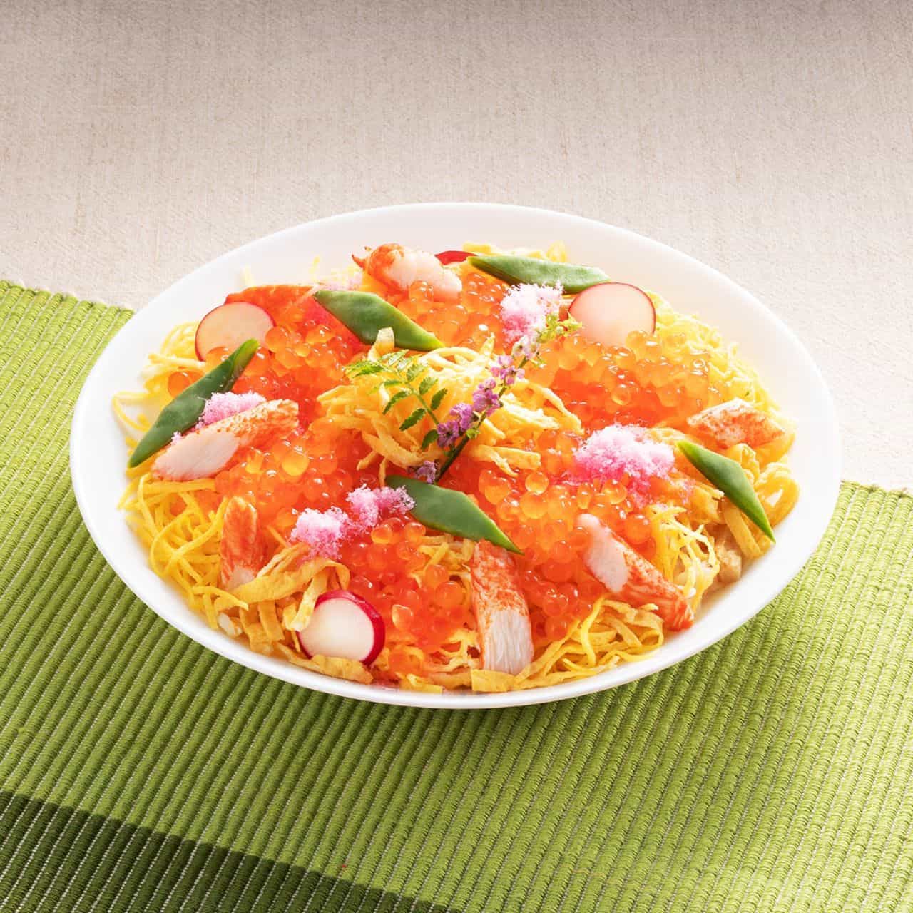 Chirashi Sushi using "Almost Salmon Roe" from Kanetsu Delicatessen Foods