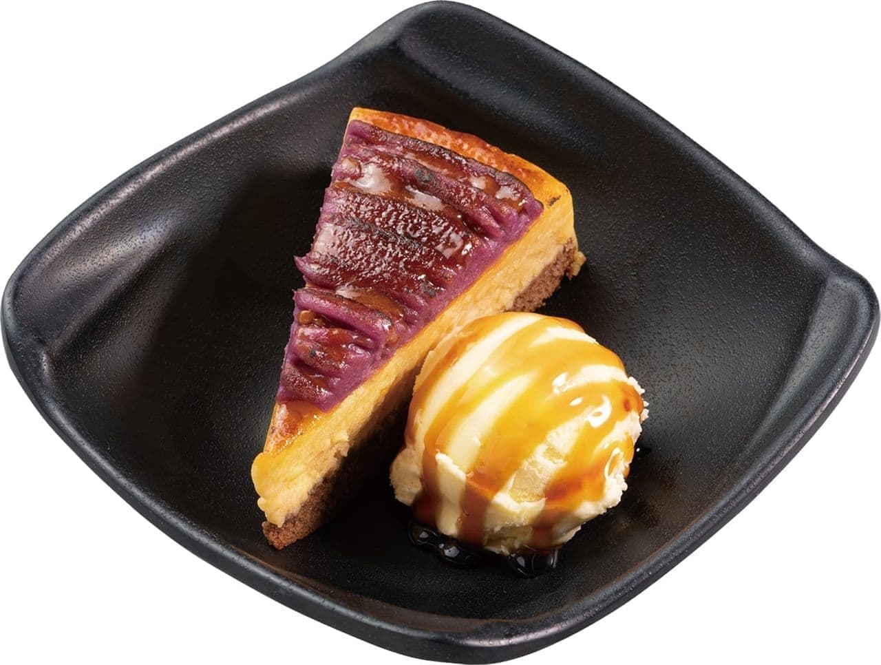 かっぱ寿司 “ごちCAFE”「九州産紅はるかとアヤムラサキの焦がしスイートポテトケーキ」