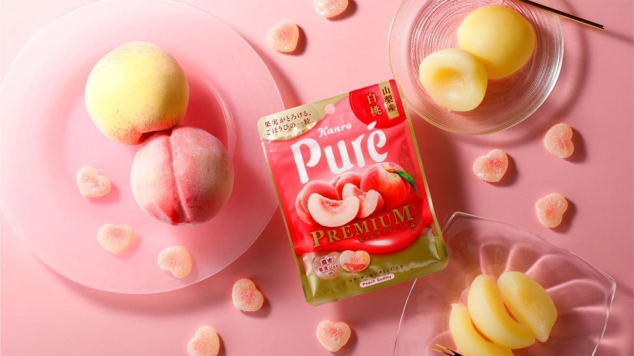 Kanro "Pure gummi premium Yamanashi white peach