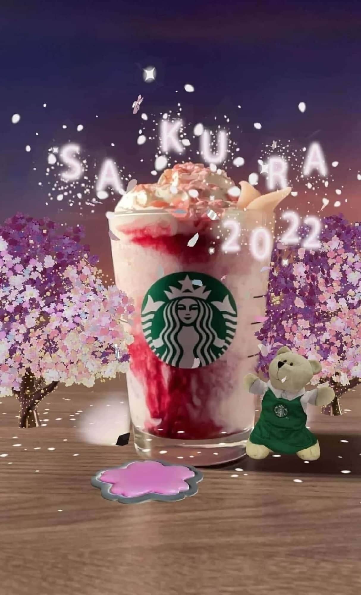 Starbucks' full-blown Sakura AR with nighttime cherry blossom design