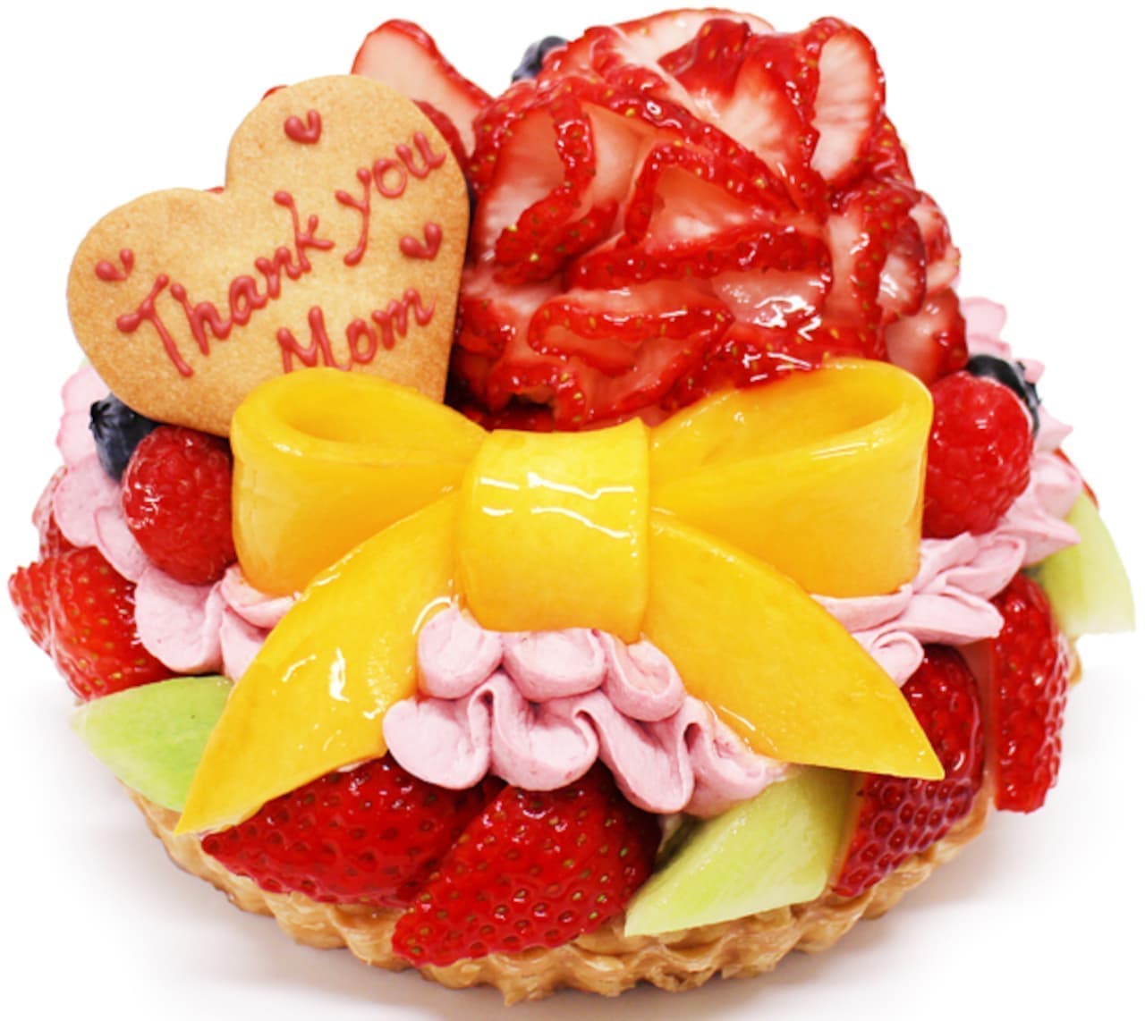Cafe COMSA "Strawberry Carnation and Mango Ribbon Bouquet Cake".