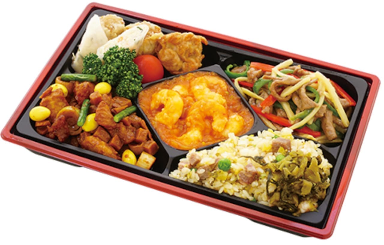 Seijo Ishii "6 Kinds of Tempura, 12 Side Dishes and Seasonal Rice Bento" and "Fried Pork with Shrimp Chili and Chinese Chicken Meat