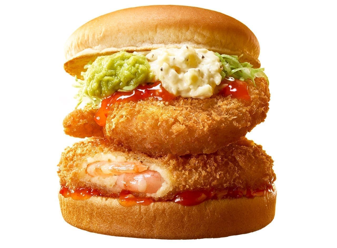 Lotteria "Well-Bari Shrimp Zukuri Burger" (shrimp burger)