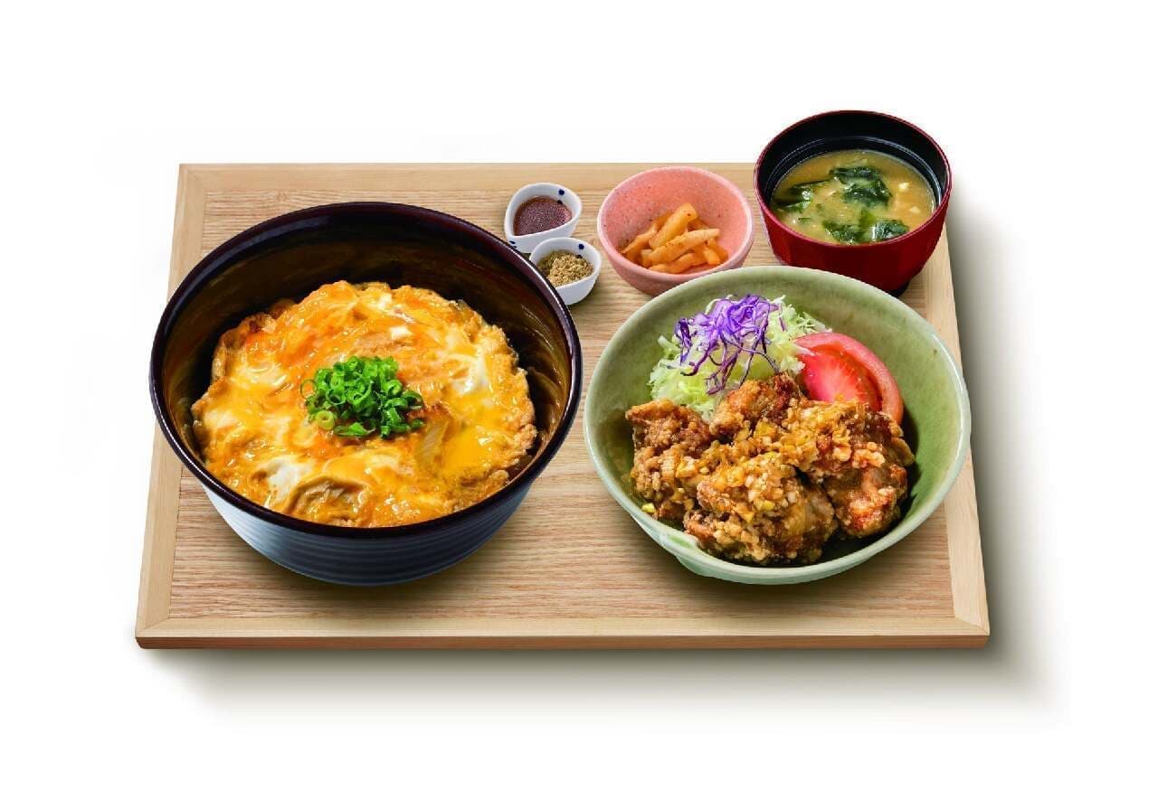 Ootoya Reprinted menu "Tama-don and deep-fried tofu set meal with green onion and spicy sauce
