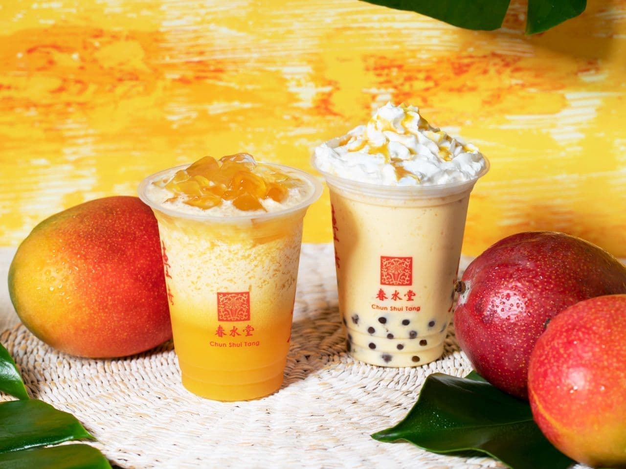 Chun Shui Tang "Tapioca Mango Milk Tea" and "Aiyu Mango Jasmine Tea