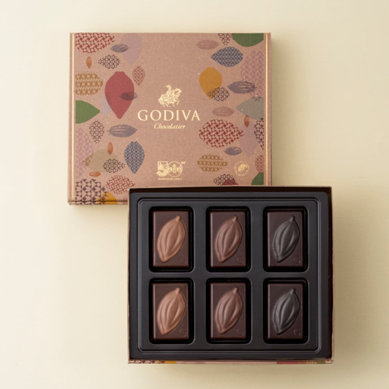 Godiva "50th Anniversary Cacao Fruit Percentage Assortment".