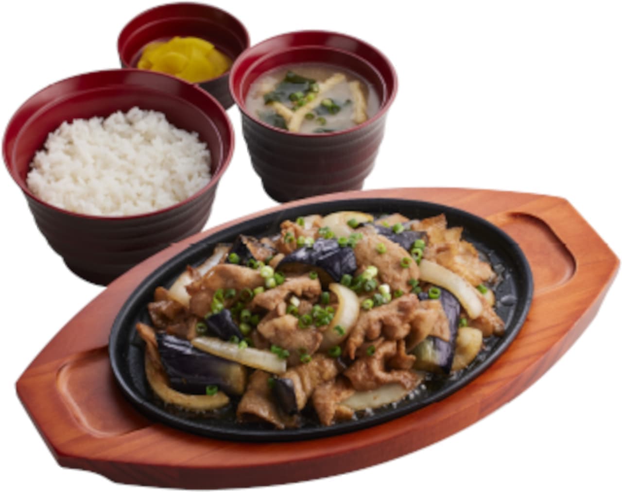 Joyful "Stir-fried pork and eggplant with miso" set meal