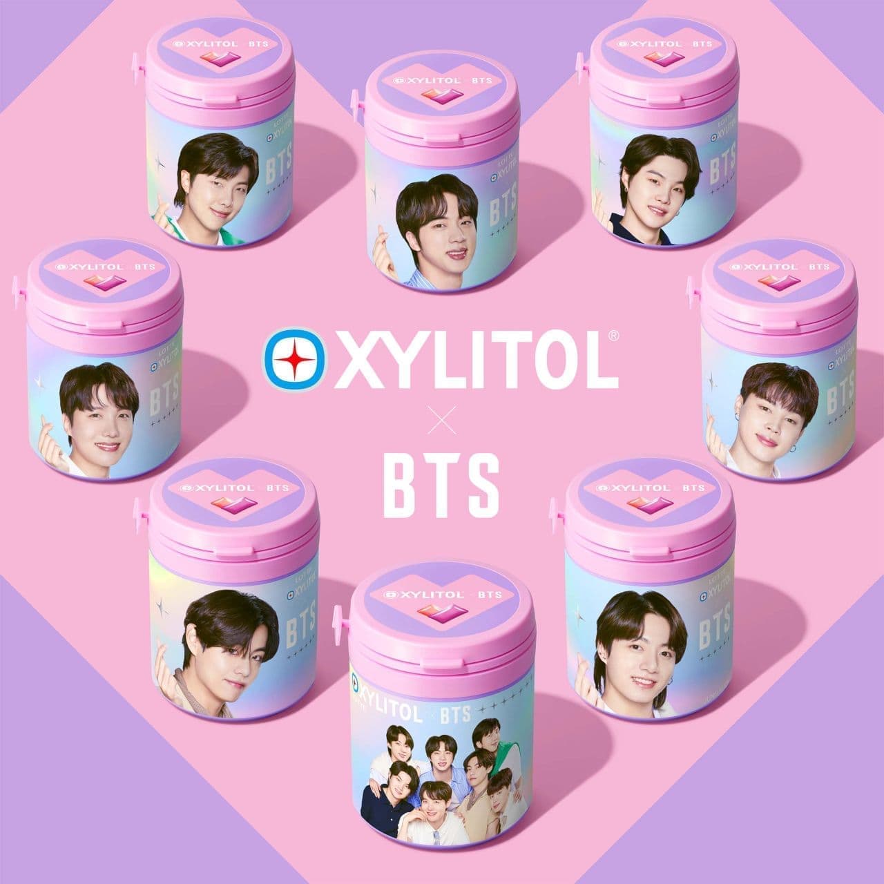 BTS design "Xylitol Gum [Grape & Peach] Assorted Bottles".