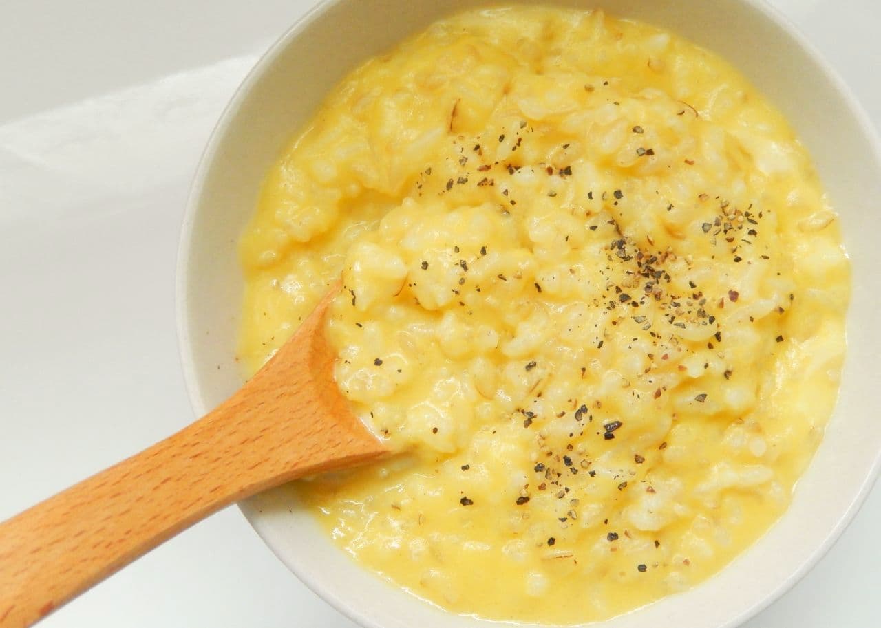 Cheese Risotto with Corn Soup