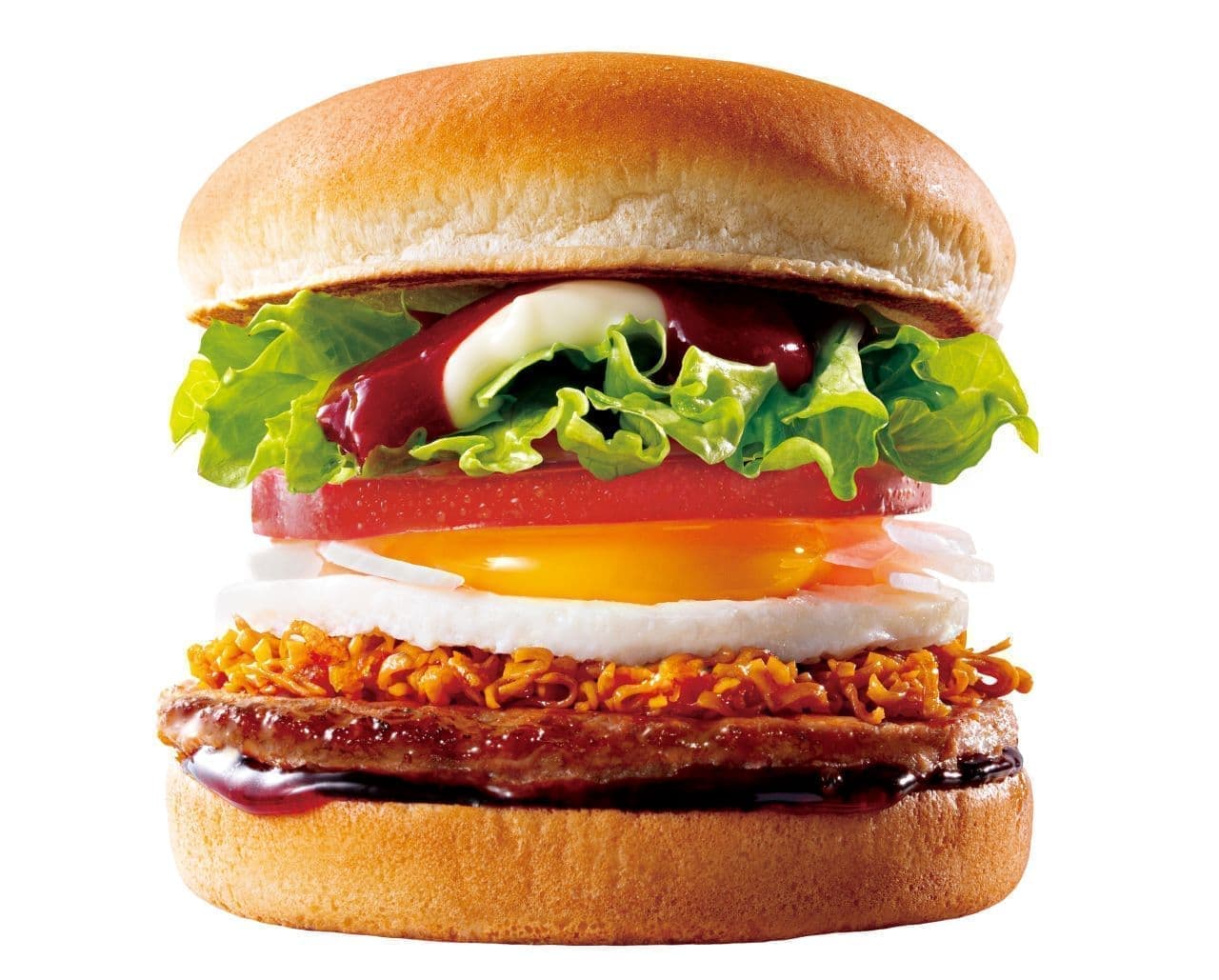 Lotteria "Umami Spicy Rayu Chicken Rahmen Burger" (Chicken Rahmen Burger)