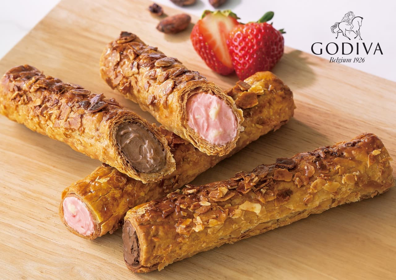 Godiva "Long Cornet Chocolate", "Long Cornet Strawberry", "Long Cornet Lemon".