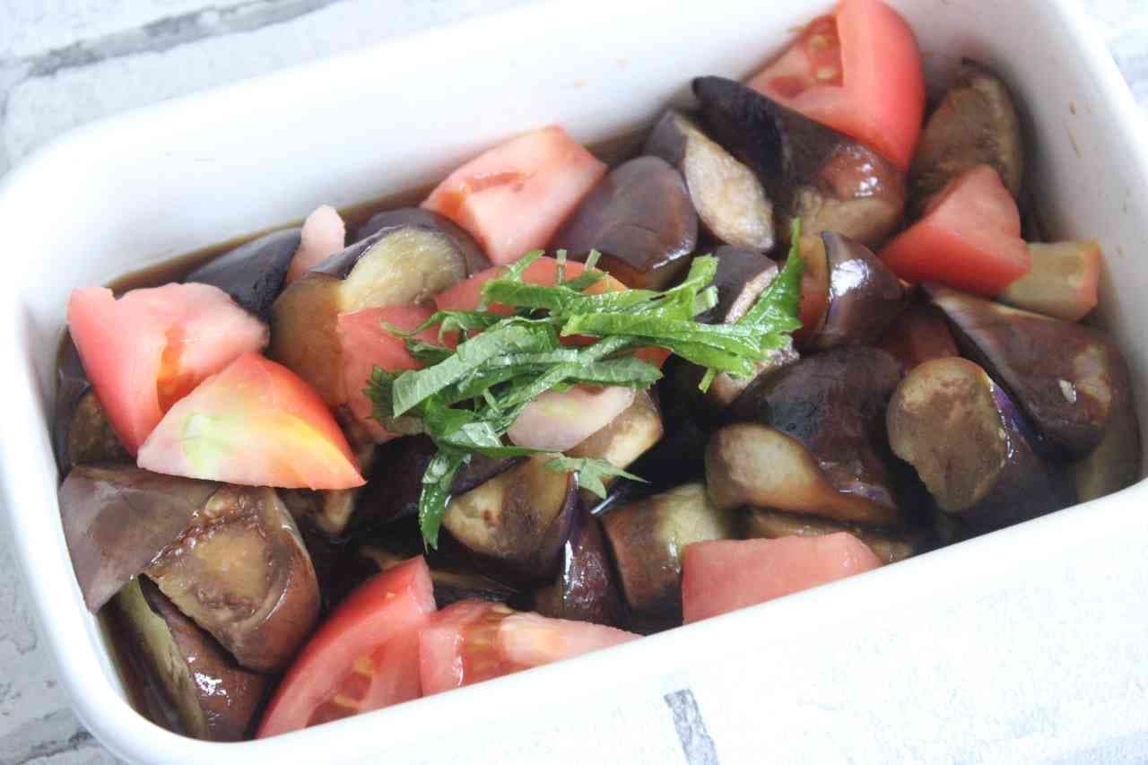Marinated eggplant and tomato with ponzu sauce