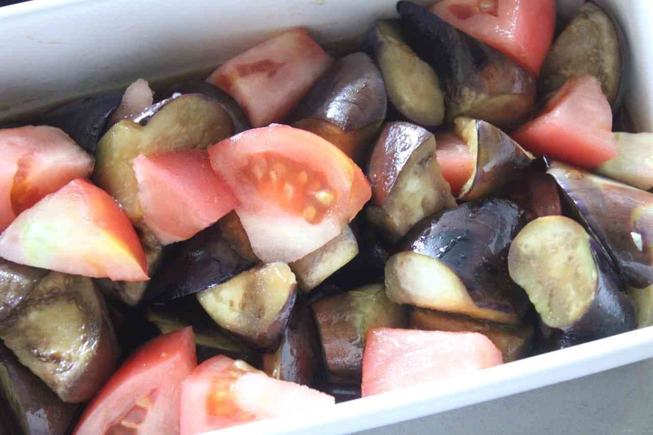 Marinated eggplant and tomato with ponzu sauce