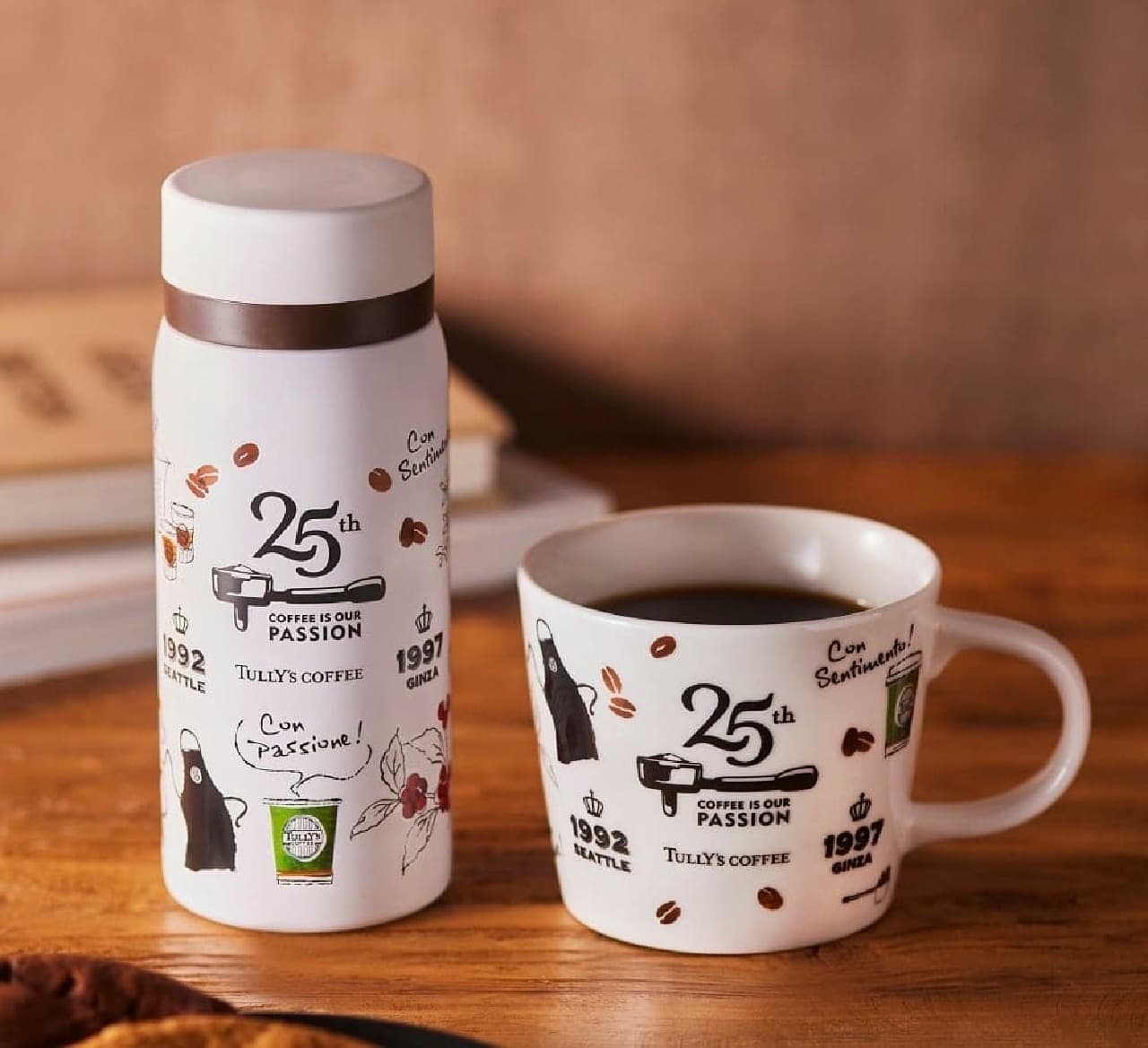 Tully's "25th Anniversary Stainless Steel Bottle" and "25th Anniversary Mug