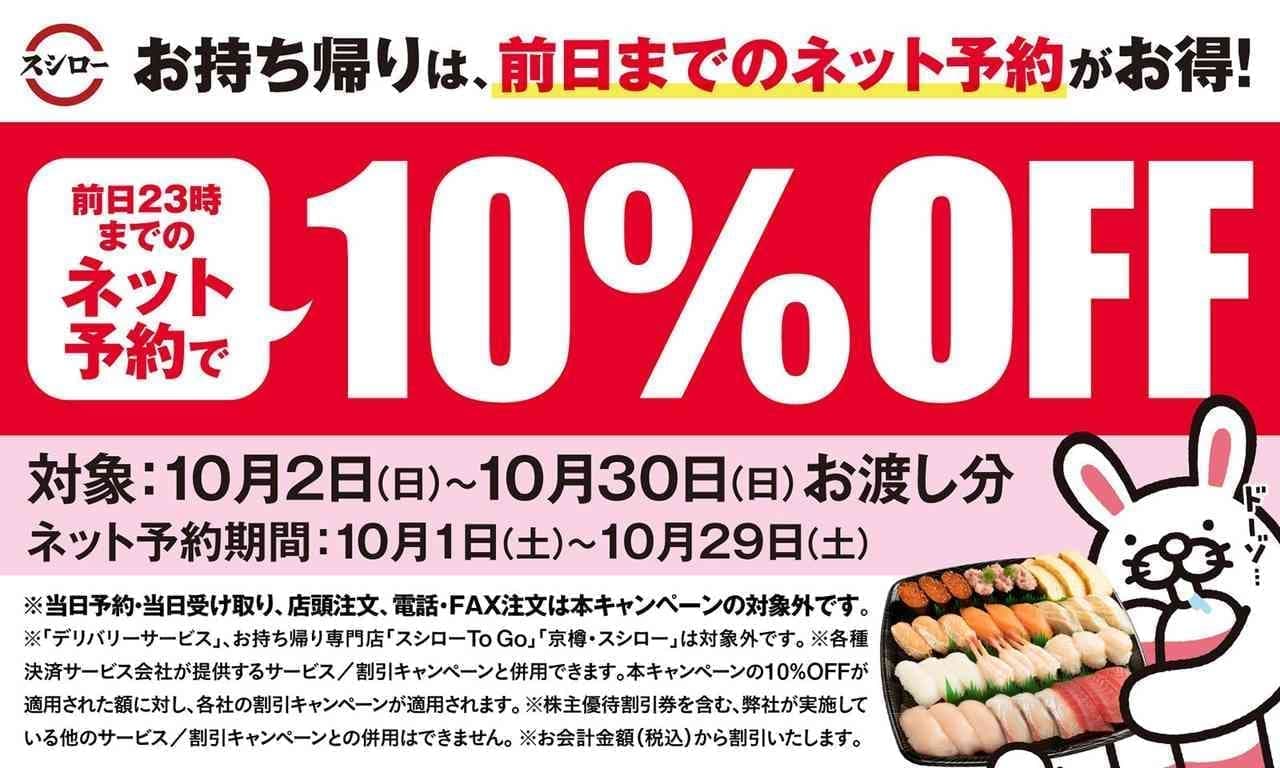 Sushiro "Take-out online reservation 10% OFF Campaign".