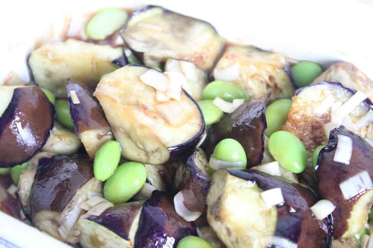 Grilled eggplant and edamame with Chinese dressing