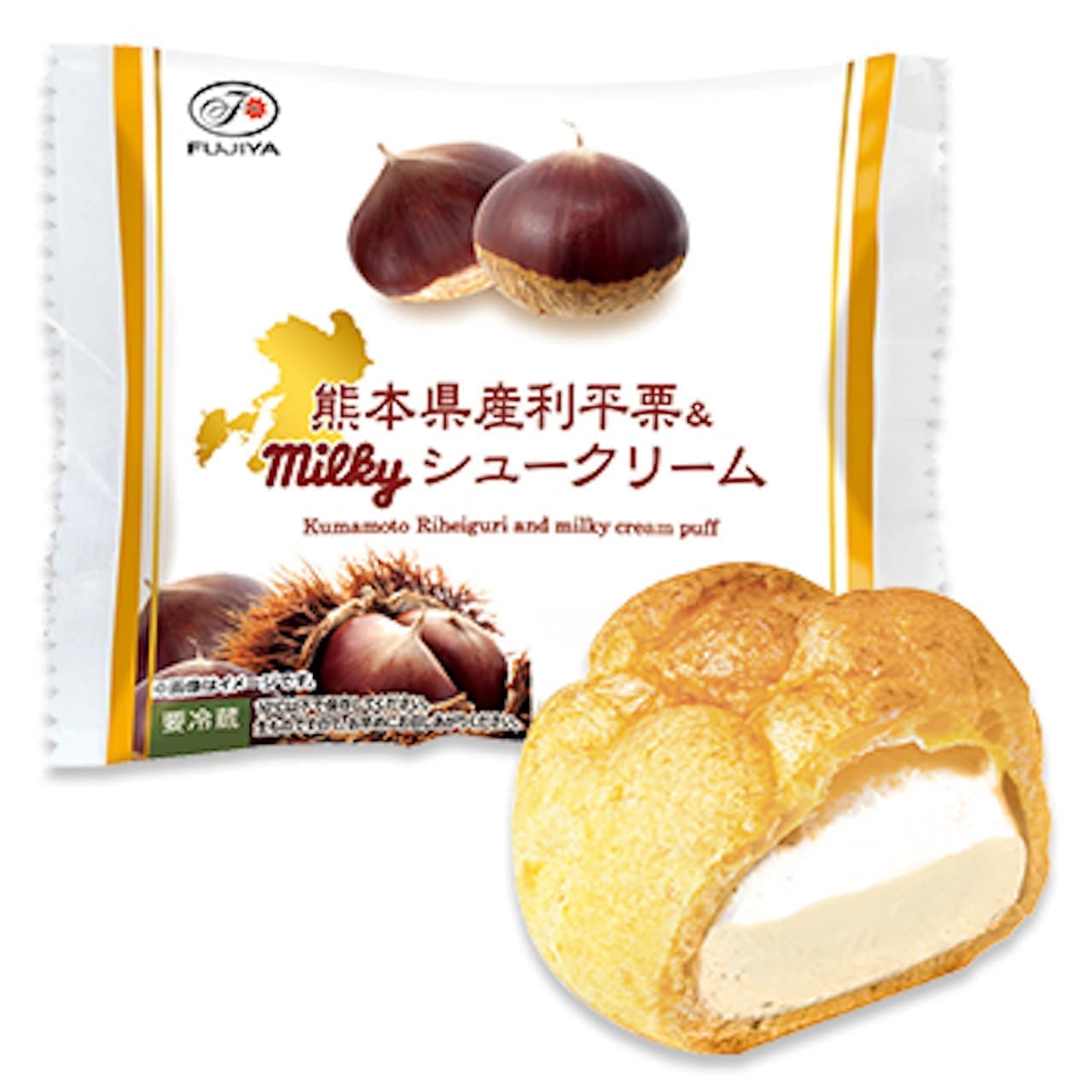 Fujiya "Kumamoto Rihei Chestnut & Milky Cream Puff".