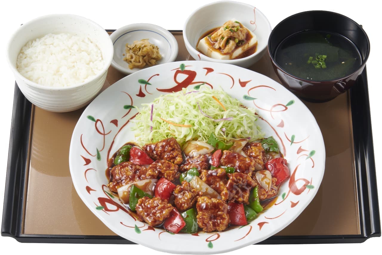 Yayoiken "Double portion, black-and-sour pork set meal