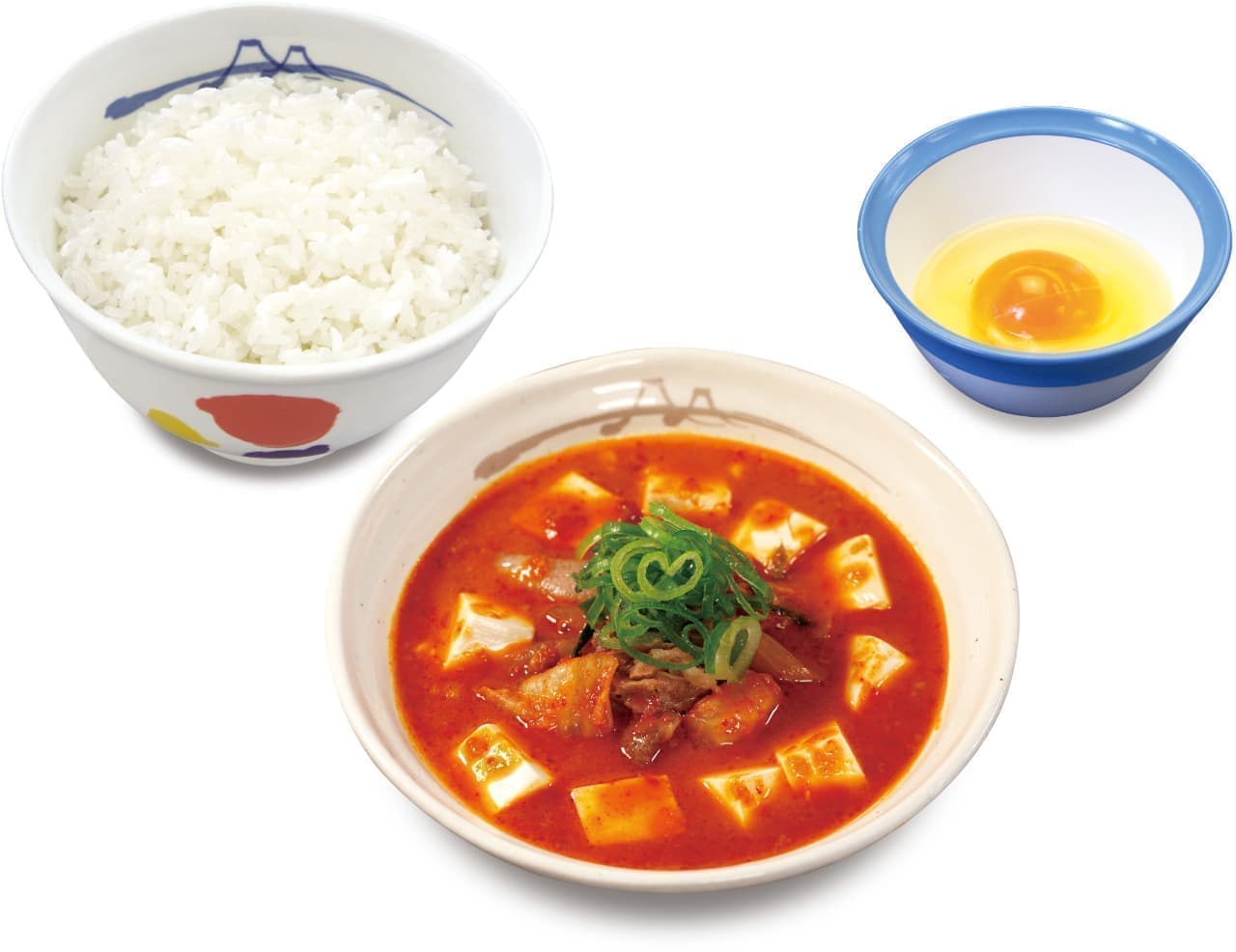 Matsuya "Tofu Kimchi Chige Set with Rice and Fresh Egg