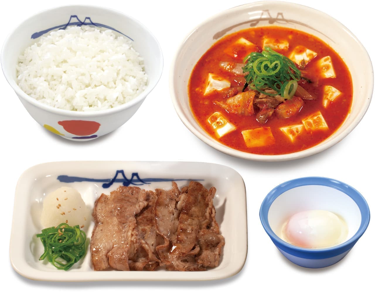 Matsuya "Tofu Kimchi Chige Beef Yakiniku Set with Rice and Half-boiled Egg