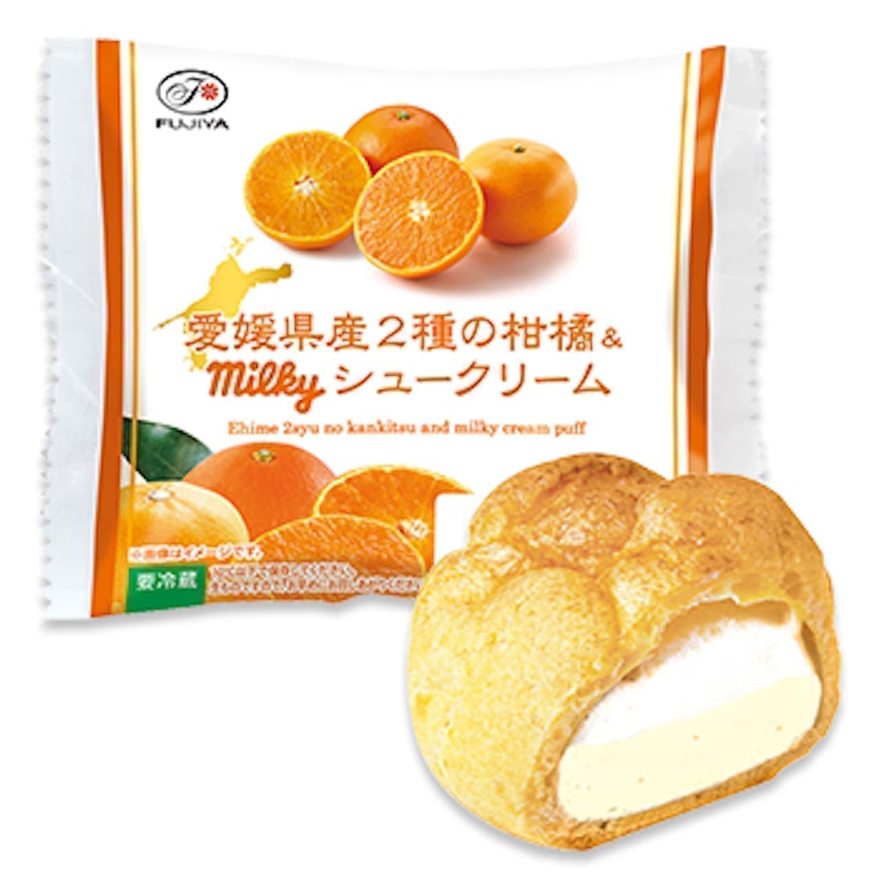不二家「愛媛県産2種の柑橘＆ミルキーシュークリーム」