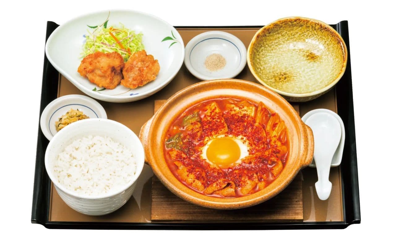 Yayoiken "Spicy Chige Set Meal with Fried Chicken