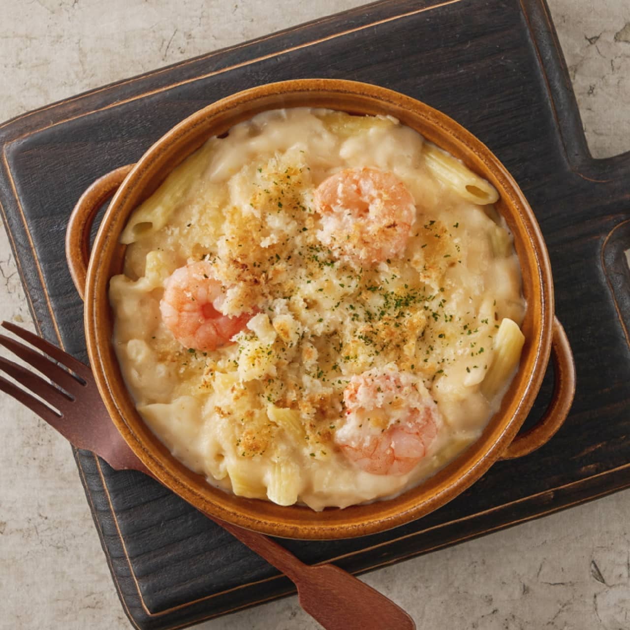 Denny's "Shrimp au gratin with three kinds of cheese from Hokkaido" serving example