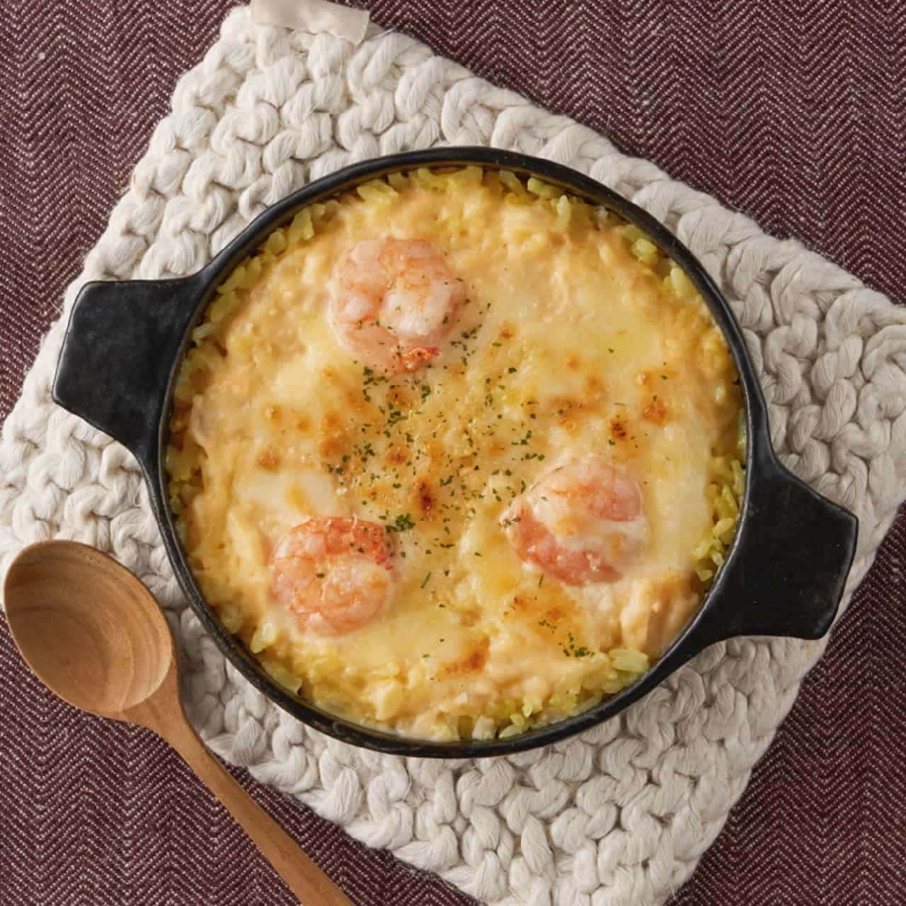 Denny's "Lobster-Scented Shrimp Doria with Turmeric Rice" serving example