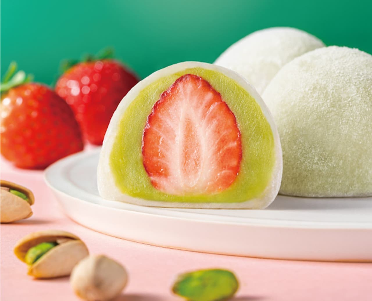 Kameya Mannendo New Product "Pistachio Strawberry Daifuku