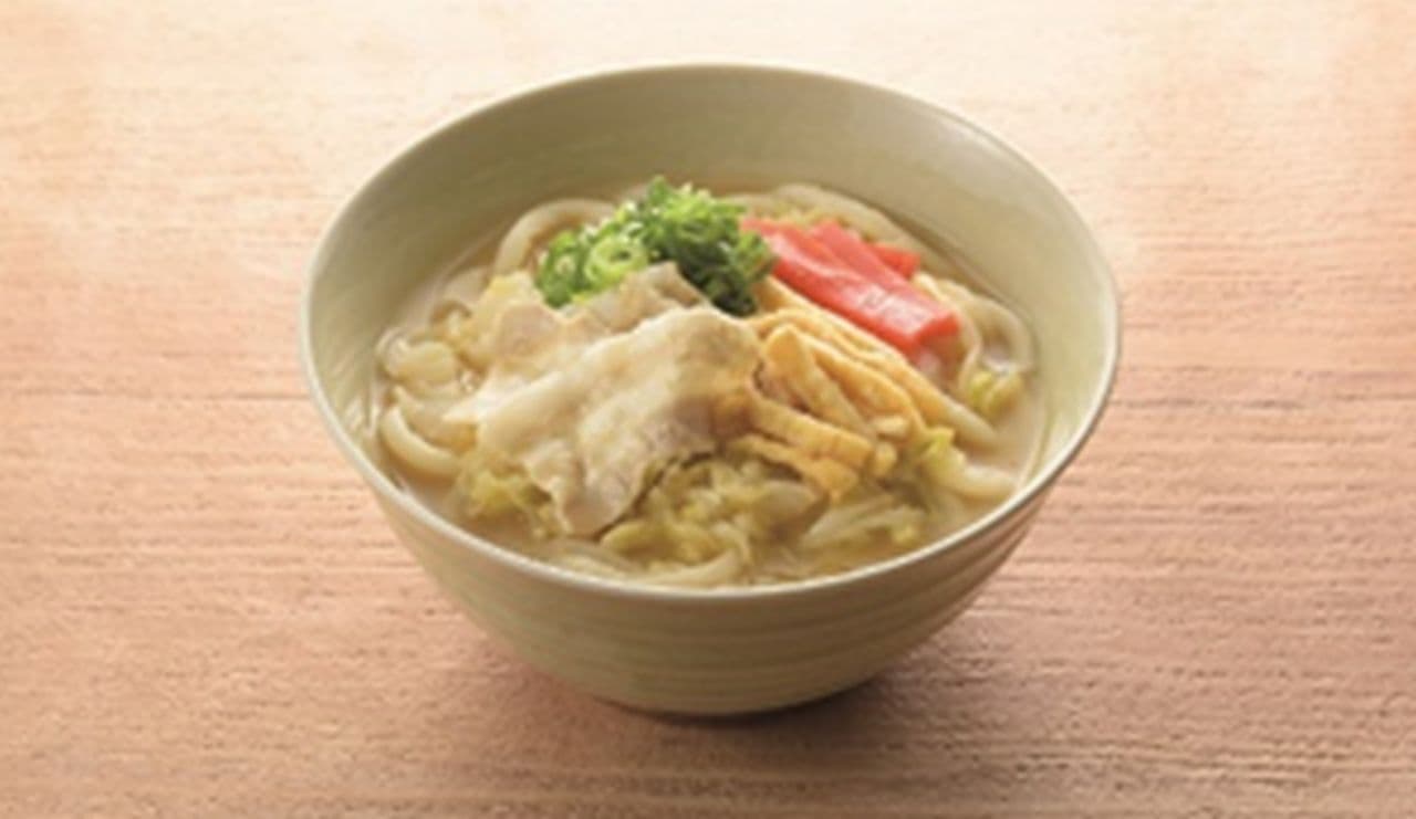 Udon noodles with chicken and vegetable miso