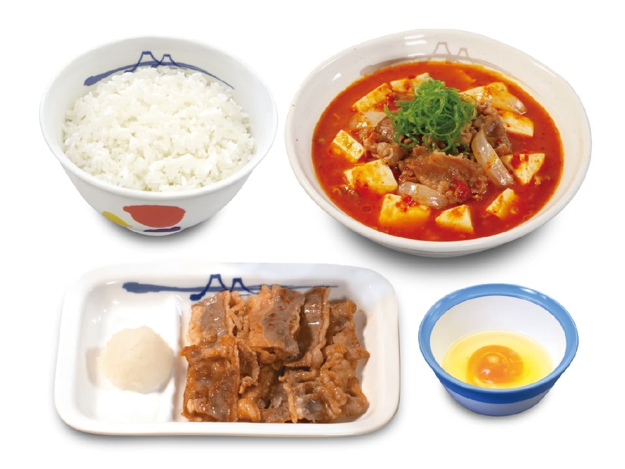 Matsuya "Beef Tofu Kimchi Gue Kalbi Yakiniku Set" with Fresh Egg