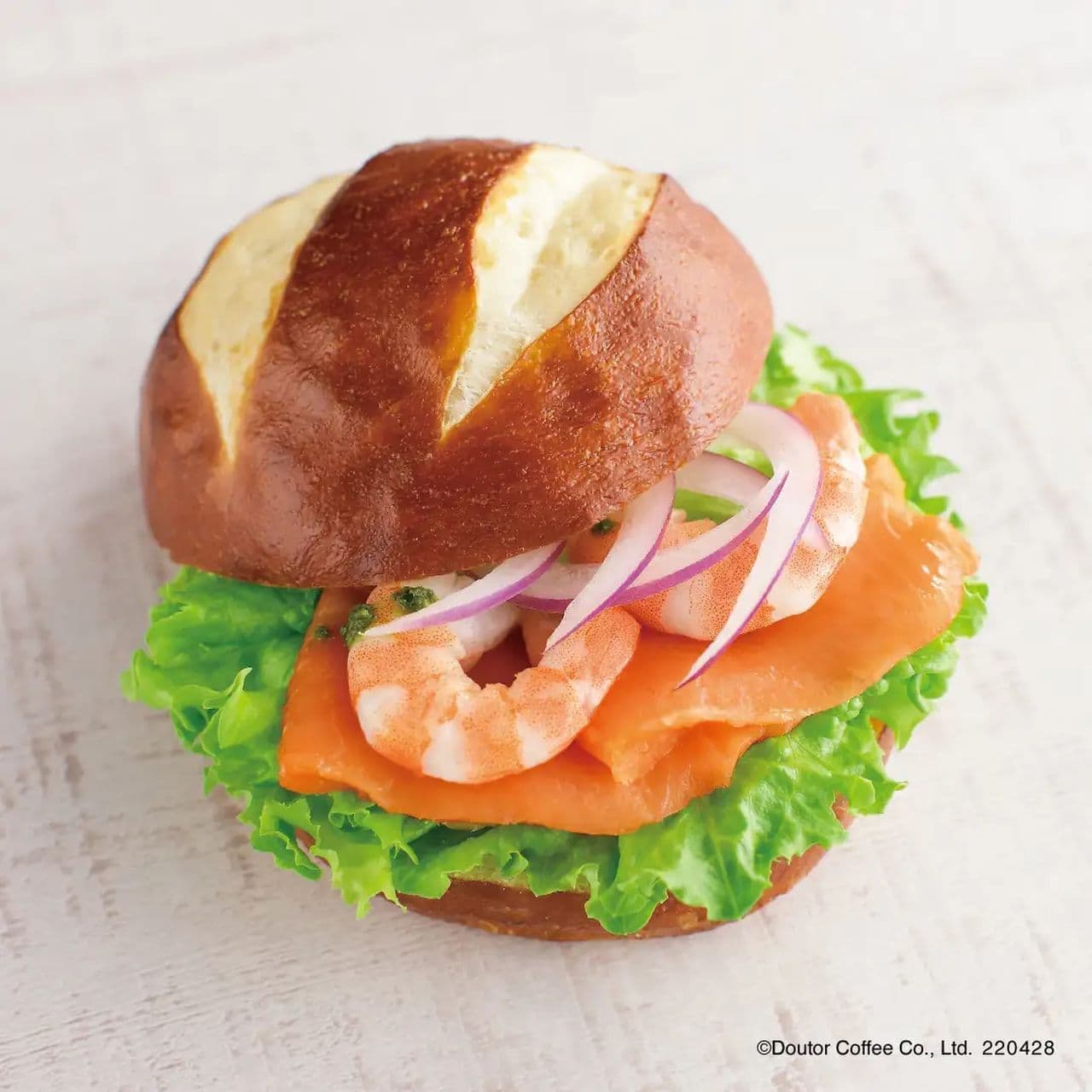 Excelsior Cafe "Pretzel Sandwich Salmon & Shrimp - Basil Sauce