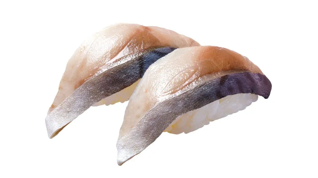 Hama Sushi "Miyagi Prefecture Ookiri Kinka Kankasaba" (large-sized kinka mackerel from Miyagi Prefecture)